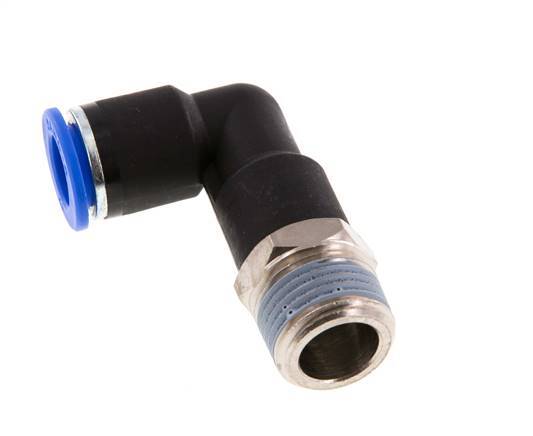 12mm x R1/2'' 90deg Elbow Push-in Fitting with Male Threads Brass/PA 66 NBR Long Body Rotatable [2 Pieces]