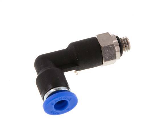 4mm x M 5 90deg Elbow Push-in Fitting with Male Threads Brass/PA 66 NBR Long Body Rotatable [2 Pieces]