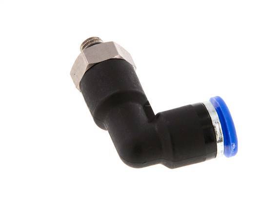 6mm x M 5 90deg Elbow Push-in Fitting with Male Threads Brass/PA 66 NBR Long Body Rotatable [2 Pieces]