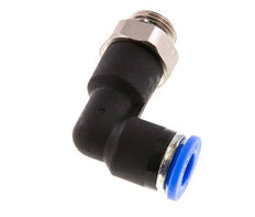 6mm x G1/8'' 90deg Elbow Push-in Fitting with Male Threads Brass/PA 66 NBR Long Body Rotatable [5 Pieces]