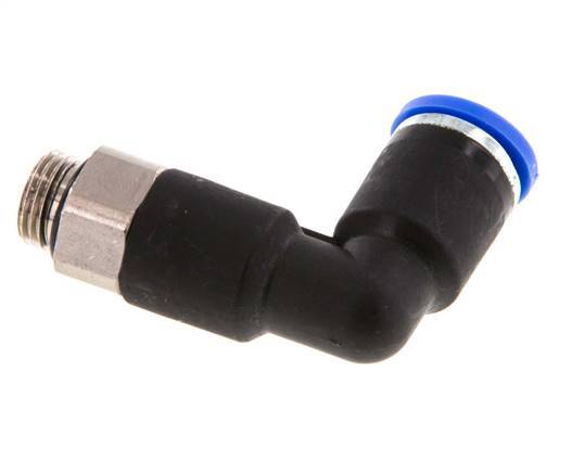 8mm x G1/8'' 90deg Elbow Push-in Fitting with Male Threads Brass/PA 66 NBR Long Body Rotatable [2 Pieces]