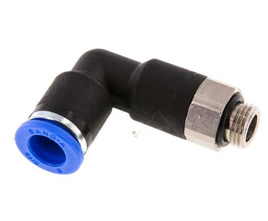 8mm x G1/8'' 90deg Elbow Push-in Fitting with Male Threads Brass/PA 66 NBR Long Body Rotatable [2 Pieces]