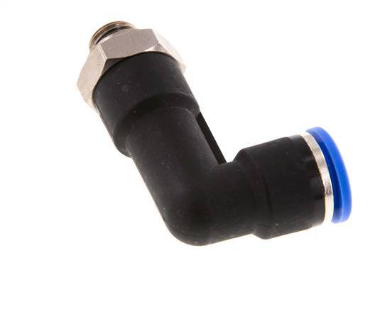 10mm x G1/8'' 90deg Elbow Push-in Fitting with Male Threads Brass/PA 66 NBR Long Body Rotatable [2 Pieces]