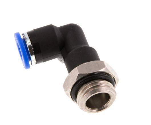 6mm x G1/4'' 90deg Elbow Push-in Fitting with Male Threads Brass/PA 66 NBR Long Body Rotatable [5 Pieces]