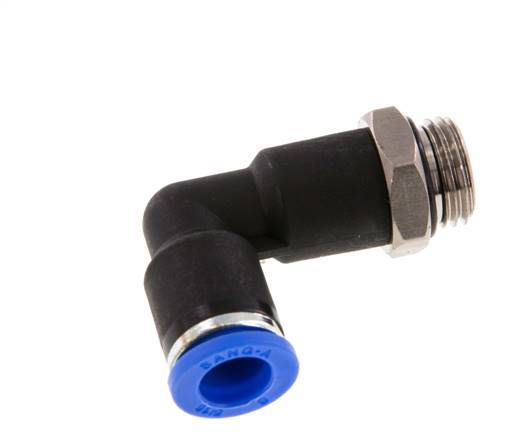 8mm x G1/4'' 90deg Elbow Push-in Fitting with Male Threads Brass/PA 66 NBR Long Body Rotatable [2 Pieces]