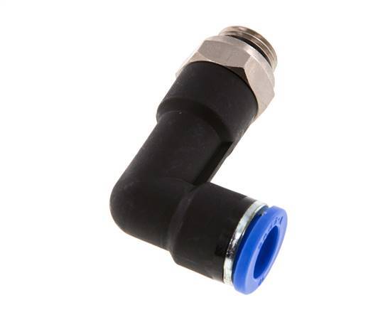 10mm x G1/4'' 90deg Elbow Push-in Fitting with Male Threads Brass/PA 66 NBR Long Body Rotatable [2 Pieces]