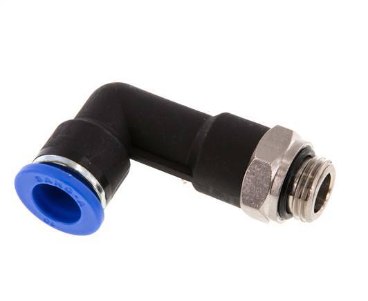 10mm x G1/4'' 90deg Elbow Push-in Fitting with Male Threads Brass/PA 66 NBR Long Body Rotatable [2 Pieces]