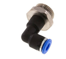 6mm x G3/8'' 90deg Elbow Push-in Fitting with Male Threads Brass/PA 66 NBR Long Body Rotatable [2 Pieces]