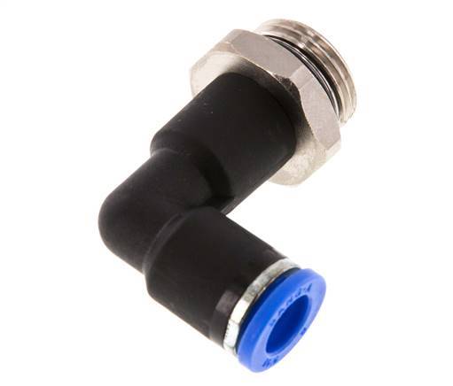 8mm x G3/8'' 90deg Elbow Push-in Fitting with Male Threads Brass/PA 66 NBR Long Body Rotatable [2 Pieces]