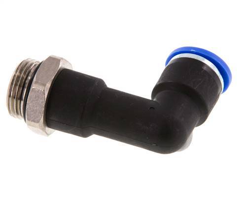 10mm x G3/8'' 90deg Elbow Push-in Fitting with Male Threads Brass/PA 66 NBR Long Body Rotatable [2 Pieces]