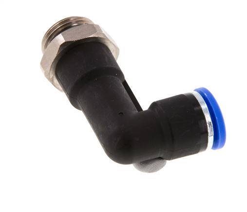 10mm x G3/8'' 90deg Elbow Push-in Fitting with Male Threads Brass/PA 66 NBR Long Body Rotatable [2 Pieces]