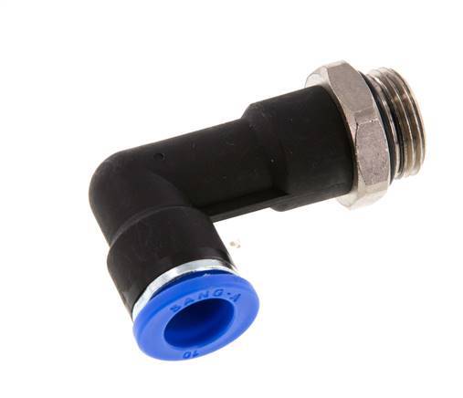 10mm x G3/8'' 90deg Elbow Push-in Fitting with Male Threads Brass/PA 66 NBR Long Body Rotatable [2 Pieces]