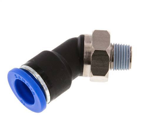 10mm x R1/8'' 45deg Elbow Push-in Fitting with Male Threads Brass/PA 66 NBR [2 Pieces]