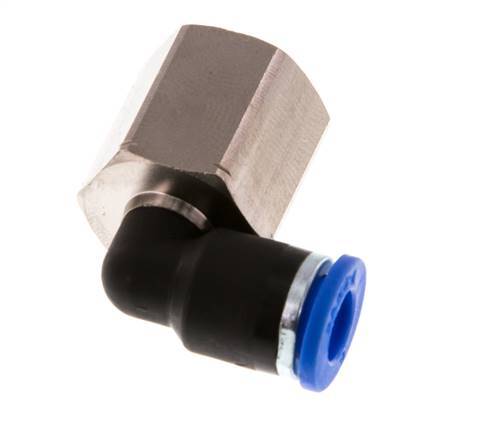 6mm x G1/4'' 90deg Elbow Push-in Fitting with Female Threads Brass/PA 66 NBR Rotatable [2 Pieces]