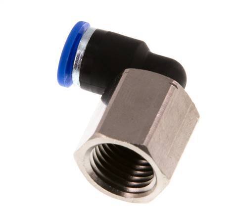 6mm x G1/4'' 90deg Elbow Push-in Fitting with Female Threads Brass/PA 66 NBR Rotatable [2 Pieces]