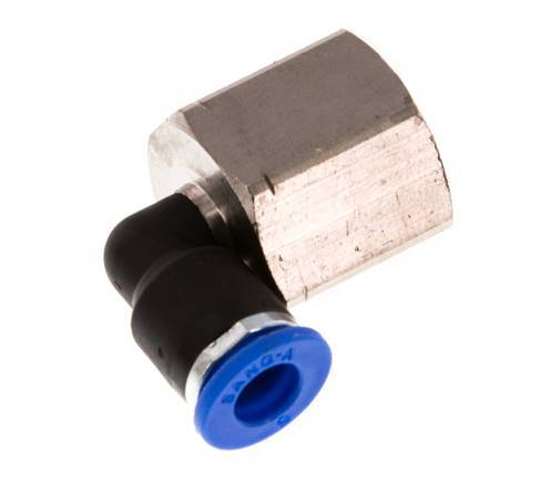 6mm x G3/8'' 90deg Elbow Push-in Fitting with Female Threads Brass/PA 66 NBR Rotatable [2 Pieces]