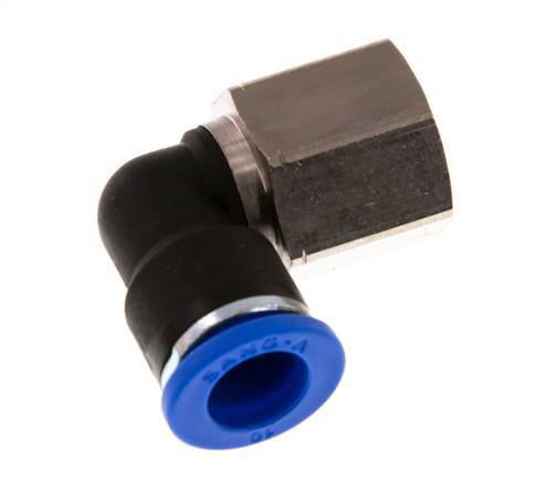 10mm x G3/8'' 90deg Elbow Push-in Fitting with Female Threads Brass/PA 66 NBR Rotatable [2 Pieces]
