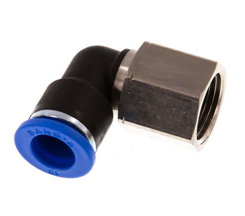 10mm x G3/8'' 90deg Elbow Push-in Fitting with Female Threads Brass/PA 66 NBR Rotatable [2 Pieces]