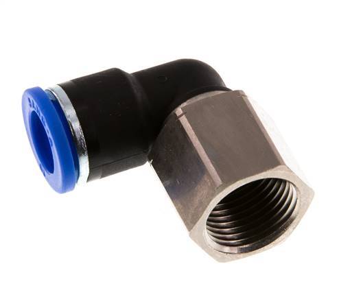 10mm x G3/8'' 90deg Elbow Push-in Fitting with Female Threads Brass/PA 66 NBR Rotatable [2 Pieces]