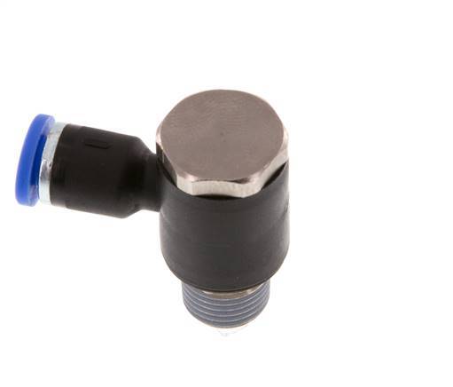 4mm x R1/8'' 90deg Elbow L-shape Push-in Fitting with Male Threads Brass/PA 66 NBR Rotatable [2 Pieces]