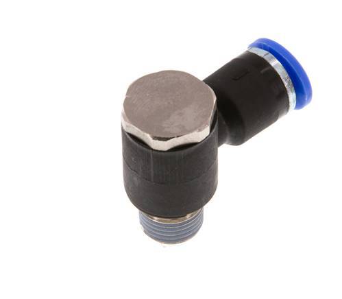 6mm x R1/8'' 90deg Elbow L-shape Push-in Fitting with Male Threads Brass/PA 66 NBR Rotatable [2 Pieces]