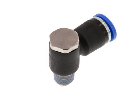 8mm x R1/8'' 90deg Elbow L-shape Push-in Fitting with Male Threads Brass/PA 66 NBR Rotatable [2 Pieces]