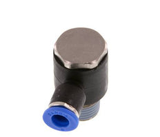 6mm x R1/4'' 90deg Elbow L-shape Push-in Fitting with Male Threads Brass/PA 66 NBR Rotatable [2 Pieces]