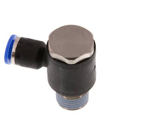 6mm x R1/4'' 90deg Elbow L-shape Push-in Fitting with Male Threads Brass/PA 66 NBR Rotatable [2 Pieces]