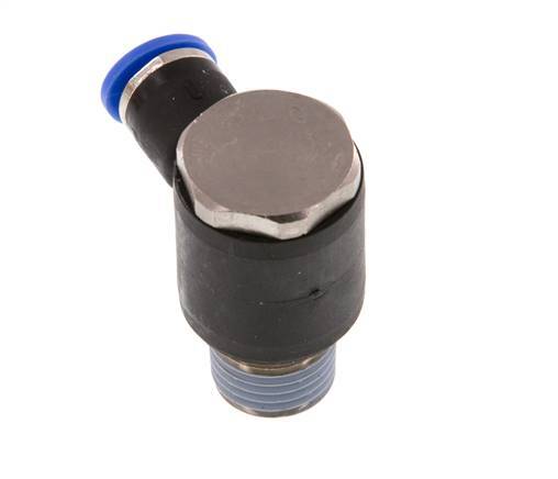 6mm x R1/4'' 90deg Elbow L-shape Push-in Fitting with Male Threads Brass/PA 66 NBR Rotatable [2 Pieces]