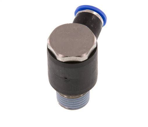 6mm x R1/4'' 90deg Elbow L-shape Push-in Fitting with Male Threads Brass/PA 66 NBR Rotatable [2 Pieces]