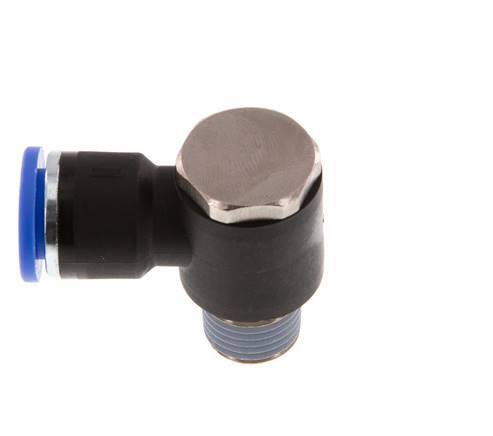 10mm x R1/4'' 90deg Elbow L-shape Push-in Fitting with Male Threads Brass/PA 66 NBR Rotatable [2 Pieces]
