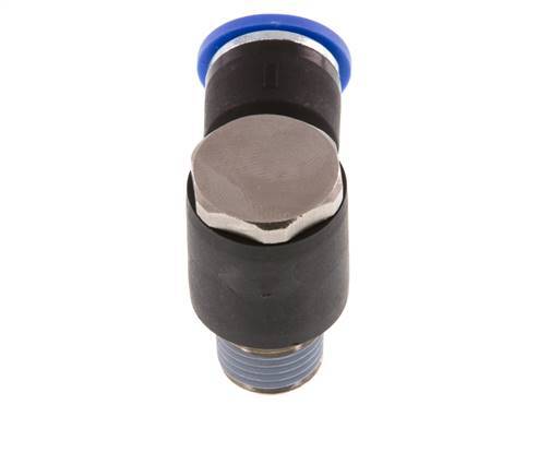 10mm x R1/4'' 90deg Elbow L-shape Push-in Fitting with Male Threads Brass/PA 66 NBR Rotatable [2 Pieces]