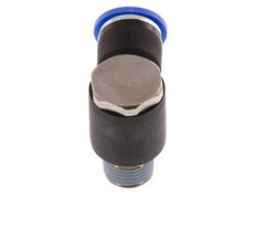 10mm x R1/4'' 90deg Elbow L-shape Push-in Fitting with Male Threads Brass/PA 66 NBR Rotatable [2 Pieces]