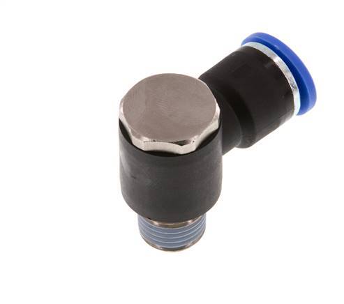 10mm x R1/4'' 90deg Elbow L-shape Push-in Fitting with Male Threads Brass/PA 66 NBR Rotatable [2 Pieces]
