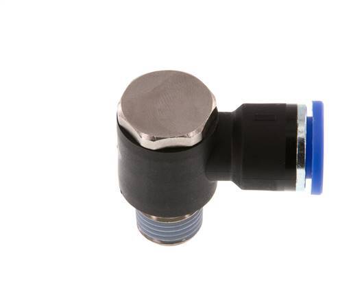 10mm x R1/4'' 90deg Elbow L-shape Push-in Fitting with Male Threads Brass/PA 66 NBR Rotatable [2 Pieces]