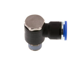 10mm x R1/4'' 90deg Elbow L-shape Push-in Fitting with Male Threads Brass/PA 66 NBR Rotatable [2 Pieces]
