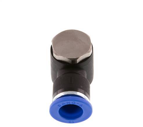 10mm x R1/4'' 90deg Elbow L-shape Push-in Fitting with Male Threads Brass/PA 66 NBR Rotatable [2 Pieces]