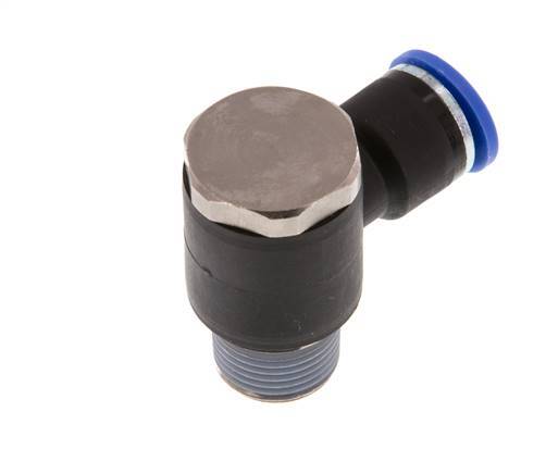 10mm x R3/8'' 90deg Elbow L-shape Push-in Fitting with Male Threads Brass/PA 66 NBR Rotatable