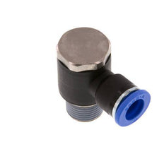 10mm x R3/8'' 90deg Elbow L-shape Push-in Fitting with Male Threads Brass/PA 66 NBR Rotatable