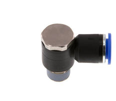12mm x R3/8'' 90deg Elbow L-shape Push-in Fitting with Male Threads Brass/PA 66 NBR Rotatable