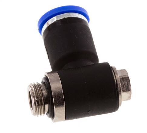 8mm x G1/8'' 90deg Elbow L-shape Push-in Fitting with Male Threads Brass/PA 66 NBR Rotatable [2 Pieces]