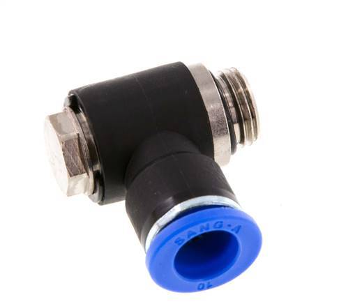 10mm x G1/4'' 90deg Elbow L-shape Push-in Fitting with Male Threads Brass/PA 66 NBR Rotatable [2 Pieces]