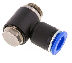 12mm x G3/8'' 90deg Elbow L-shape Push-in Fitting with Male Threads Brass/PA 66 NBR Rotatable