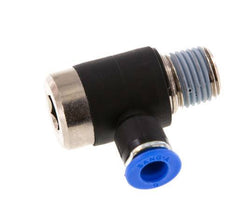 6mm x R1/4'' 90deg Elbow L-shape Push-in Fitting with Male Threads Brass/PA 66 NBR Inner Hexagon Rotatable [2 Pieces]