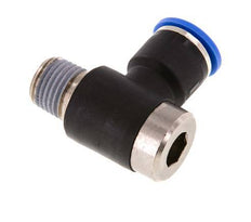 10mm x R1/4'' 90deg Elbow L-shape Push-in Fitting with Male Threads Brass/PA 66 NBR Inner Hexagon Rotatable