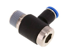 8mm x R3/8'' 90deg Elbow L-shape Push-in Fitting with Male Threads Brass/PA 66 NBR Inner Hexagon Rotatable