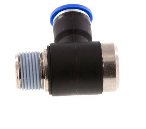 10mm x R3/8'' 90deg Elbow L-shape Push-in Fitting with Male Threads Brass/PA 66 NBR Inner Hexagon Rotatable