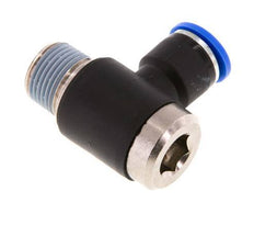 10mm x R3/8'' 90deg Elbow L-shape Push-in Fitting with Male Threads Brass/PA 66 NBR Inner Hexagon Rotatable