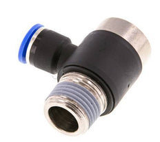 10mm x R1/2'' 90deg Elbow L-shape Push-in Fitting with Male Threads Brass/PA 66 NBR Inner Hexagon Rotatable
