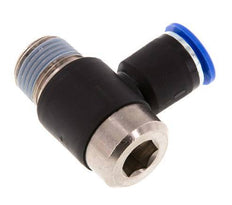 12mm x R1/2'' 90deg Elbow L-shape Push-in Fitting with Male Threads Brass/PA 66 NBR Inner Hexagon Rotatable